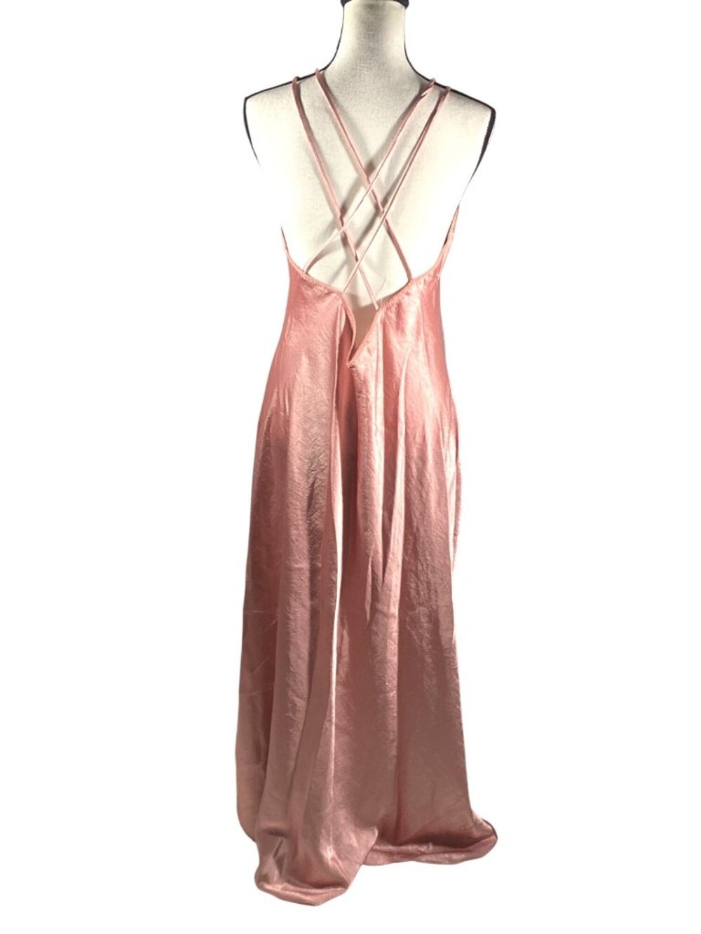 Vintage Victoria Secret gold label Satin Pink slip Dress Sheer Halter Neck L - Picture 4 of 12